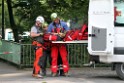 Koelner Seilbahn Gondel blieb haengen Koeln Linksrheinisch P587